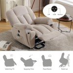 Beige Power Lift Recliner with Massage & Heat