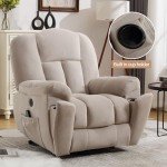 Beige Power Lift Recliner with Massage & Heat