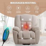 Beige Power Lift Recliner with Massage & Heat