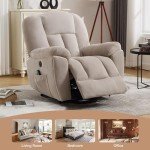 Beige Power Lift Recliner with Massage & Heat