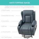 Electric Power Lift Massage Recliner Chair - Blue