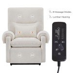 Cream Power Lift Recliner Chair with Heat & Massage