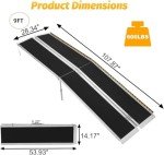 9FT Non-Slip Aluminum Wheelchair Ramp, 600lbs Capacity