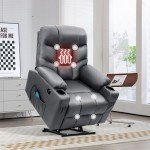 Dark Grey Power Lift Recliner with Massage & Heat