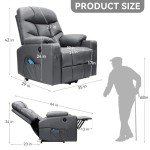 Dark Grey Power Lift Recliner with Massage & Heat