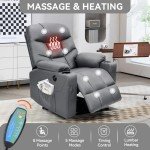 Dark Grey Power Lift Recliner with Massage & Heat