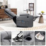 Dark Grey Power Lift Recliner with Massage & Heat