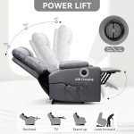 Dark Grey Power Lift Recliner with Massage & Heat