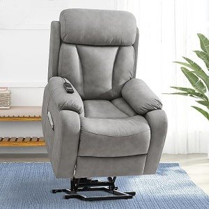 Light Grey Power Lift Recliner for Seniors