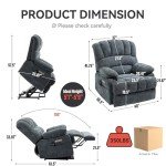 Large Power Lift Recliner with Massage & Heat