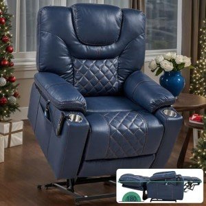 Navy Blue Lift Chair with Heat, Massage & Recline