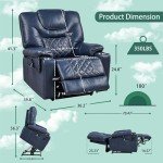 Navy Blue Lift Chair with Heat, Massage & Recline