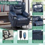 Navy Blue Lift Chair with Heat, Massage & Recline