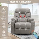 Grey Power Lift Recliner with Massage and Heat