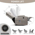 Grey Power Lift Recliner with Massage and Heat