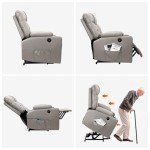 Grey Power Lift Recliner with Massage and Heat