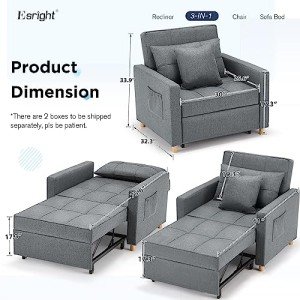 Esright 3-in-1 Convertible Sleeper Chair Bed