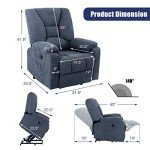 Midnight Blue Power Lift Recliner with Massage & Heat