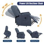 Midnight Blue Power Lift Recliner with Massage & Heat
