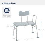 Adjustable Tub Transfer Bench with Backrest 400lbs