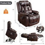 Large Leather Power Lift Recliner Chair with Massage