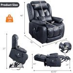 Large Dual Motor Massage Lift Chair - Blue