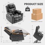 CDCASA Large Power Lift Recliner with Massage & Heat