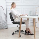 Ergonomic Armless Rolling Desk Chair for Small Spaces