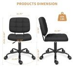 Ergonomic Armless Rolling Desk Chair for Small Spaces