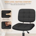 Ergonomic Armless Rolling Desk Chair for Small Spaces