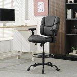 Big & Tall Leather Drafting Chair with Armrests