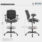 Big & Tall Leather Drafting Chair with Armrests