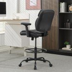 Big & Tall Leather Drafting Chair with Armrests