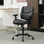 Big & Tall Leather Drafting Chair with Armrests