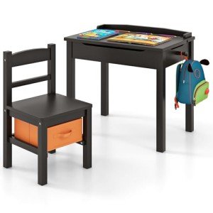 Kids Wooden Lift-Top Desk and Chair Set