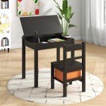 Kids Wooden Lift-Top Desk and Chair Set