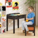 Kids Wooden Lift-Top Desk and Chair Set