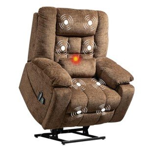 Power Lift Recliner with Massage and Heat, Brown