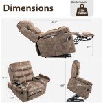 Extra Wide Power Lift Recliner with Massage & Storage
