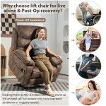Extra Wide Power Lift Recliner with Massage & Storage
