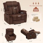 Large Power Lift Recliner with Massage & Heat