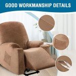 Rich Velvet Power Lift Recliner Chair Cover - Camel
