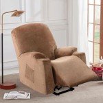 Rich Velvet Power Lift Recliner Chair Cover - Camel