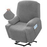Light Gray Stretch Recliner Slipcover with Pocket