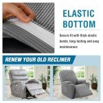 Light Gray Stretch Recliner Slipcover with Pocket