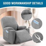 Light Gray Stretch Recliner Slipcover with Pocket