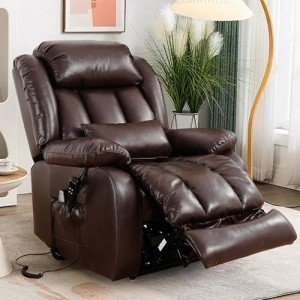 Large Leather Power Lift Recliner Chair with Massage