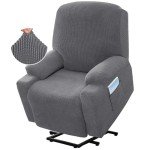 Gray Stretch Recliner Slipcover with Side Pocket