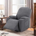Gray Stretch Recliner Slipcover with Side Pocket