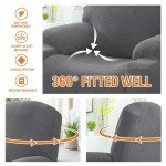 Gray Stretch Recliner Slipcover with Side Pocket